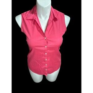 Eddie Bauer Wrinkle Wrinkle Free Shaped Fit Ladies Button Down Sleeveless Mediu